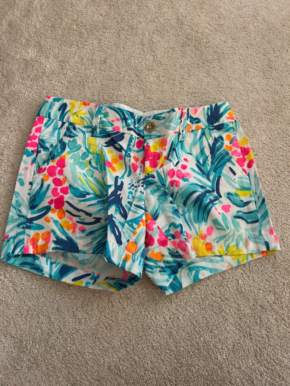 Lilly Pulitzer Tropical Floral Print Shorts - Teal, Pink, Yellow, Orange